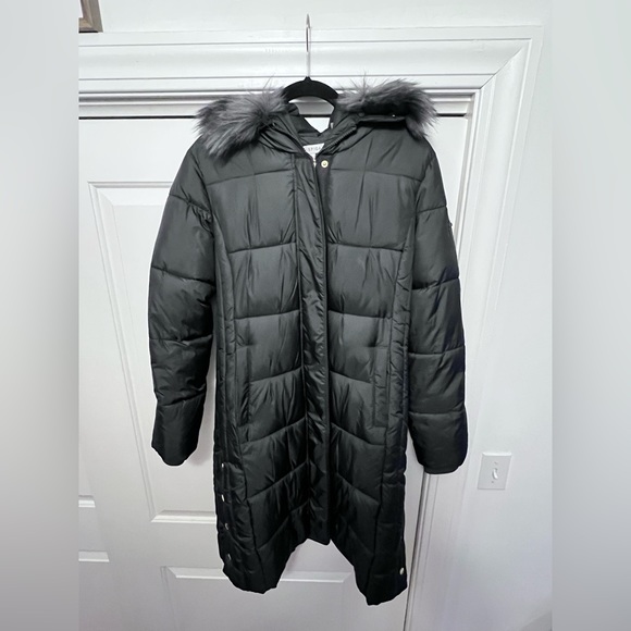 Via Spiga Grey Winter Coat with Faux Fur Trim Removable Hood | Size Medium - Picture 16 of 16